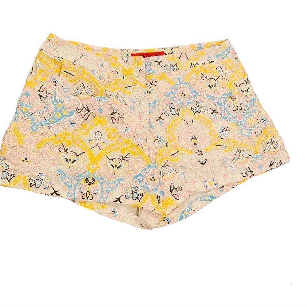 Wow Couture Lacy Printed Shorts Size Small Blue & Pink